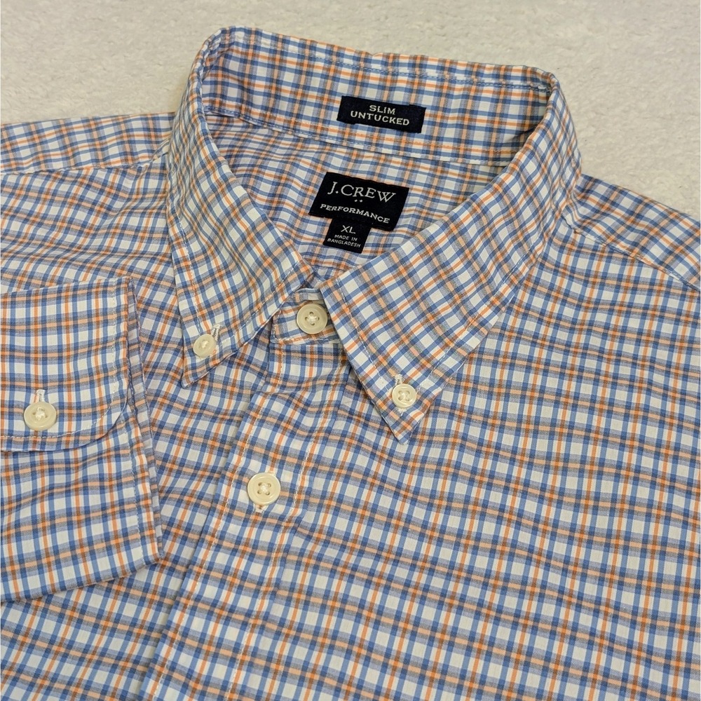 NEW J‎ Crew Men's XL Performance Shirt Multicolor Plaid Long Sleeve Button Down